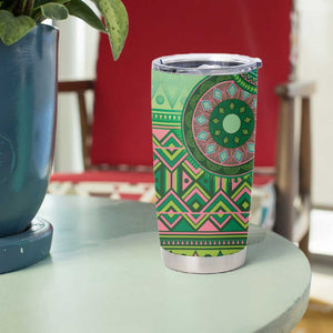 Afro Tribal Traditional Pattern Tumbler Cup Green Motif