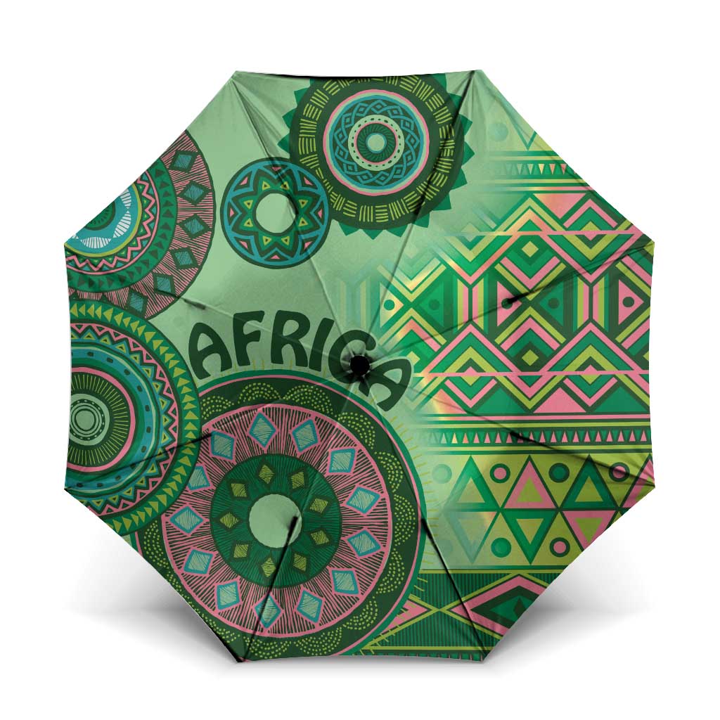 Africa Tribal Traditional Pattern Umbrella Green Motif