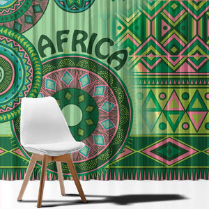 Afro Tribal Traditional Pattern Window Curtain Green Motif