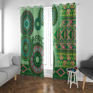 Afro Tribal Traditional Pattern Window Curtain Green Motif