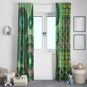 Afro Tribal Traditional Pattern Window Curtain Green Motif