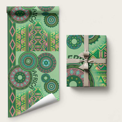 Africa Tribal Traditional Pattern Wrapping Paper Green Motif - African Pride