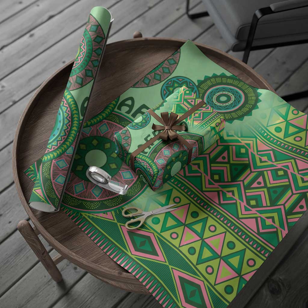 Africa Tribal Traditional Pattern Wrapping Paper Green Motif - African Pride