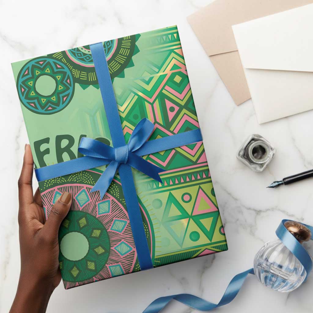 Africa Tribal Traditional Pattern Wrapping Paper Green Motif - African Pride