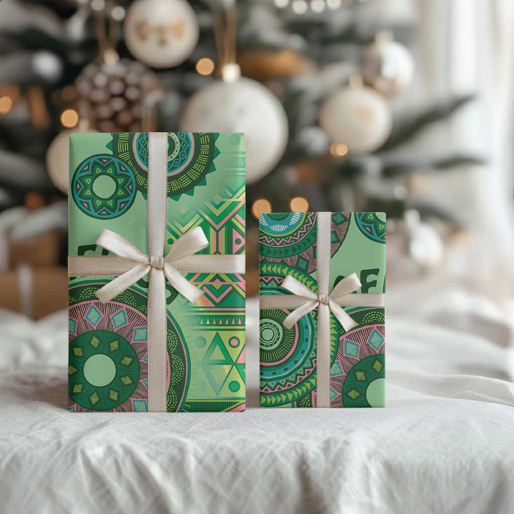 Africa Tribal Traditional Pattern Wrapping Paper Green Motif - African Pride