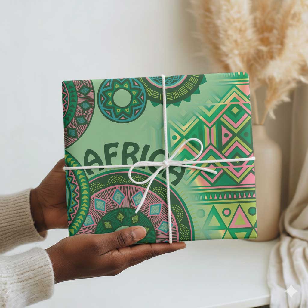 Africa Tribal Traditional Pattern Wrapping Paper Green Motif - African Pride