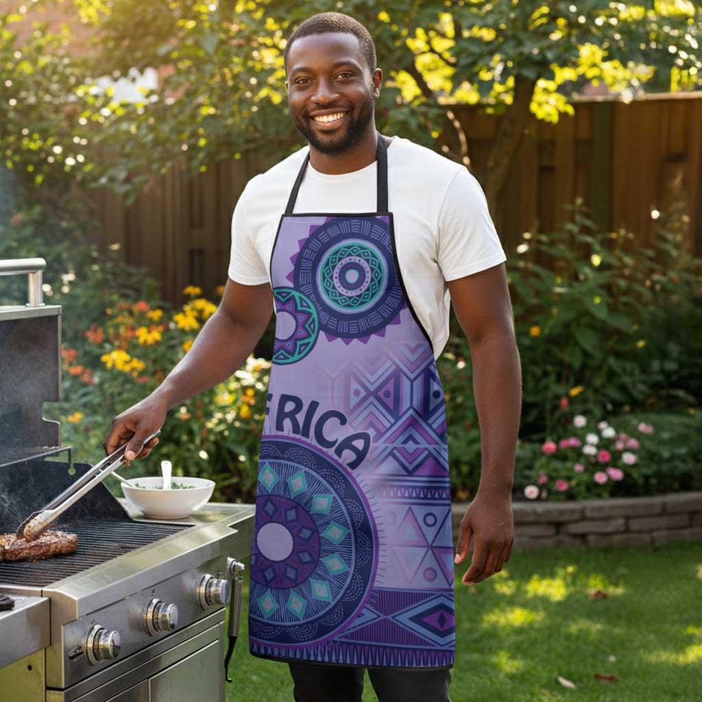Africa Tribal Traditional Pattern Apron Purple Motif
