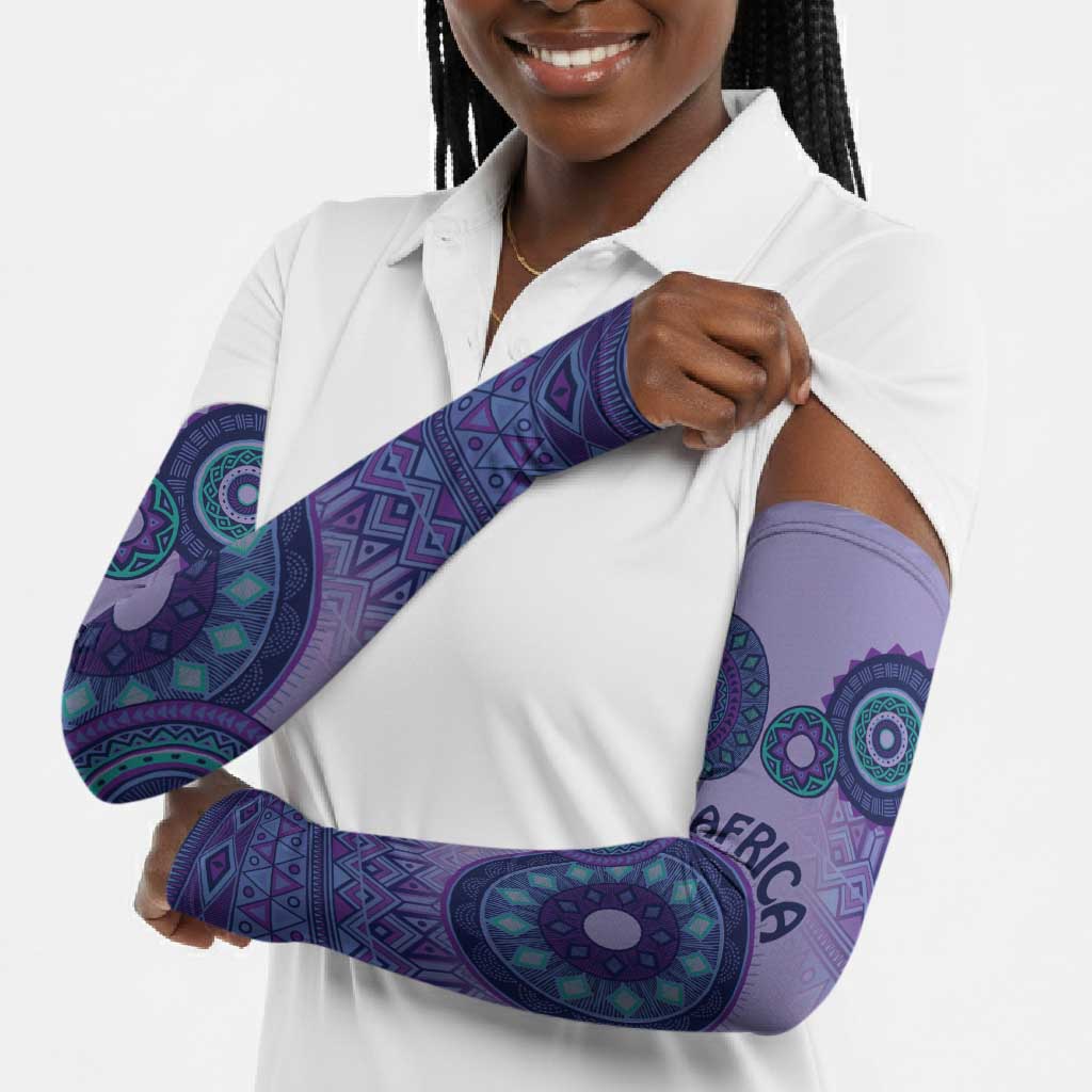 Africa Tribal Traditional Pattern Arm Sleeves Purple Motif