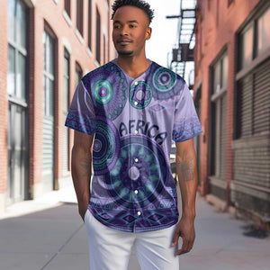 Afro Tribal Traditional Pattern Baseball Jersey Purple Motif