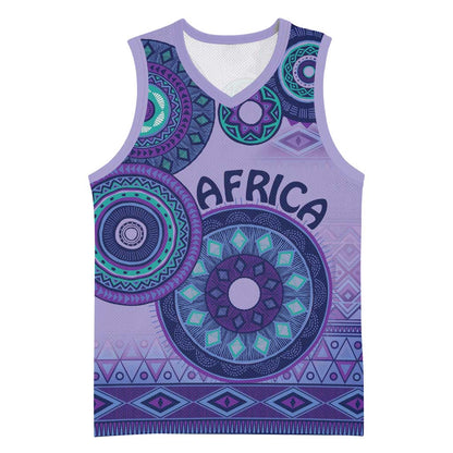 Afro Tribal Traditional Pattern Basketball Jersey Purple Motif LT9