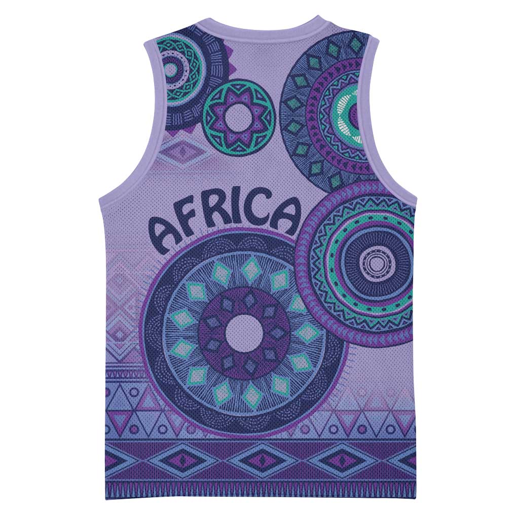 Afro Tribal Traditional Pattern Basketball Jersey Purple Motif LT9