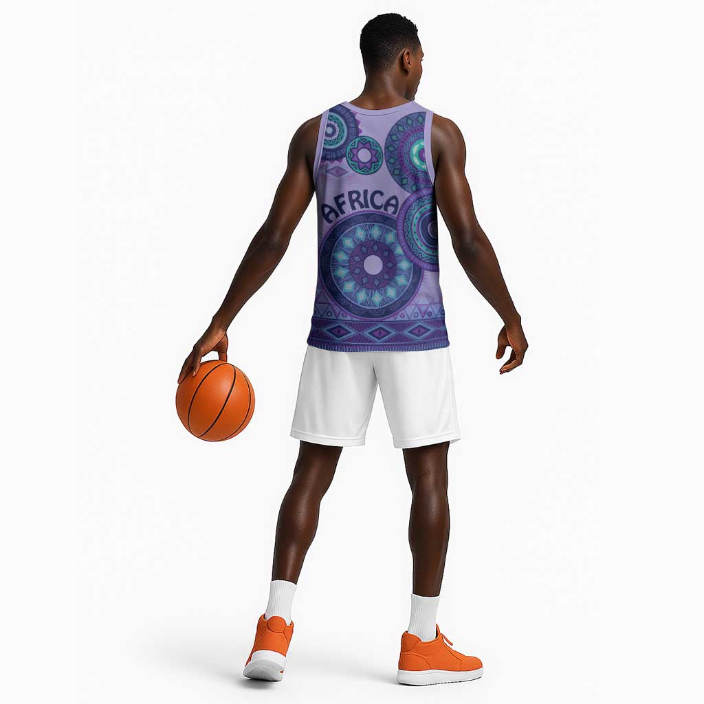 Afro Tribal Traditional Pattern Basketball Jersey Purple Motif LT9