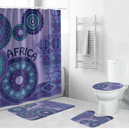 Africa Tribal Traditional Pattern Bathroom Set Purple Motif
