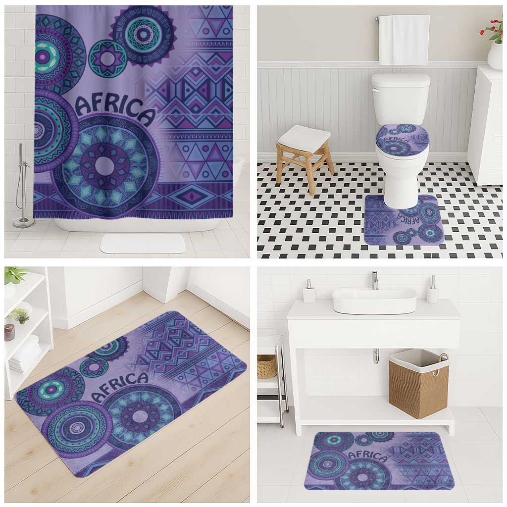Africa Tribal Traditional Pattern Bathroom Set Purple Motif