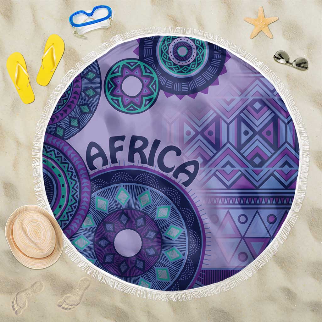 Afro Tribal Traditional Pattern Beach Blanket Purple Motif