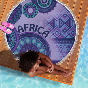 Afro Tribal Traditional Pattern Beach Blanket Purple Motif