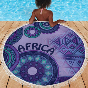 Afro Tribal Traditional Pattern Beach Blanket Purple Motif