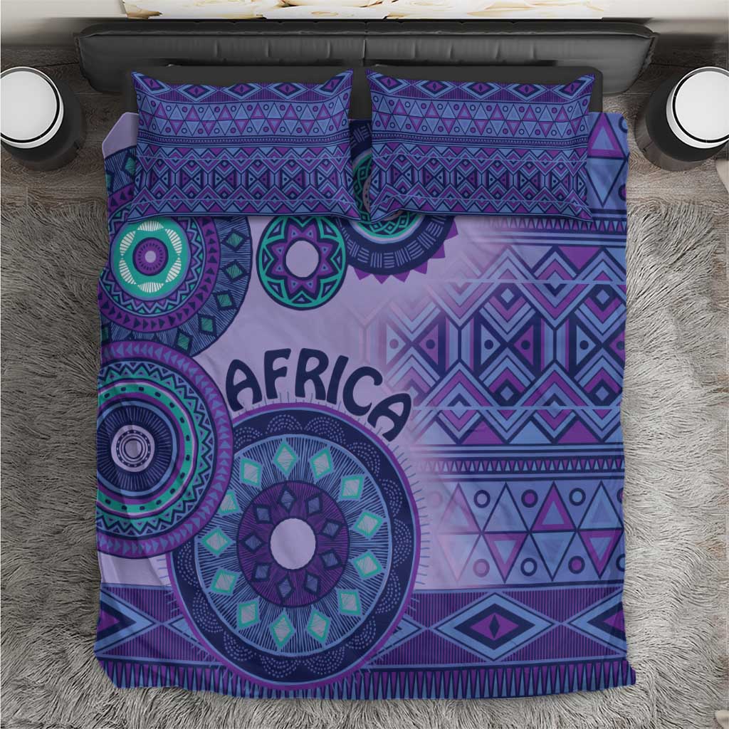 Afro Tribal Traditional Pattern Bedding Set Purple Motif