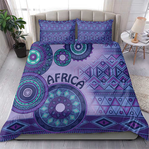 Afro Tribal Traditional Pattern Bedding Set Purple Motif