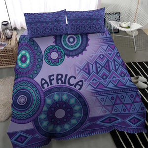 Afro Tribal Traditional Pattern Bedding Set Purple Motif