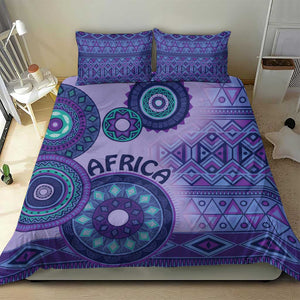 Afro Tribal Traditional Pattern Bedding Set Purple Motif