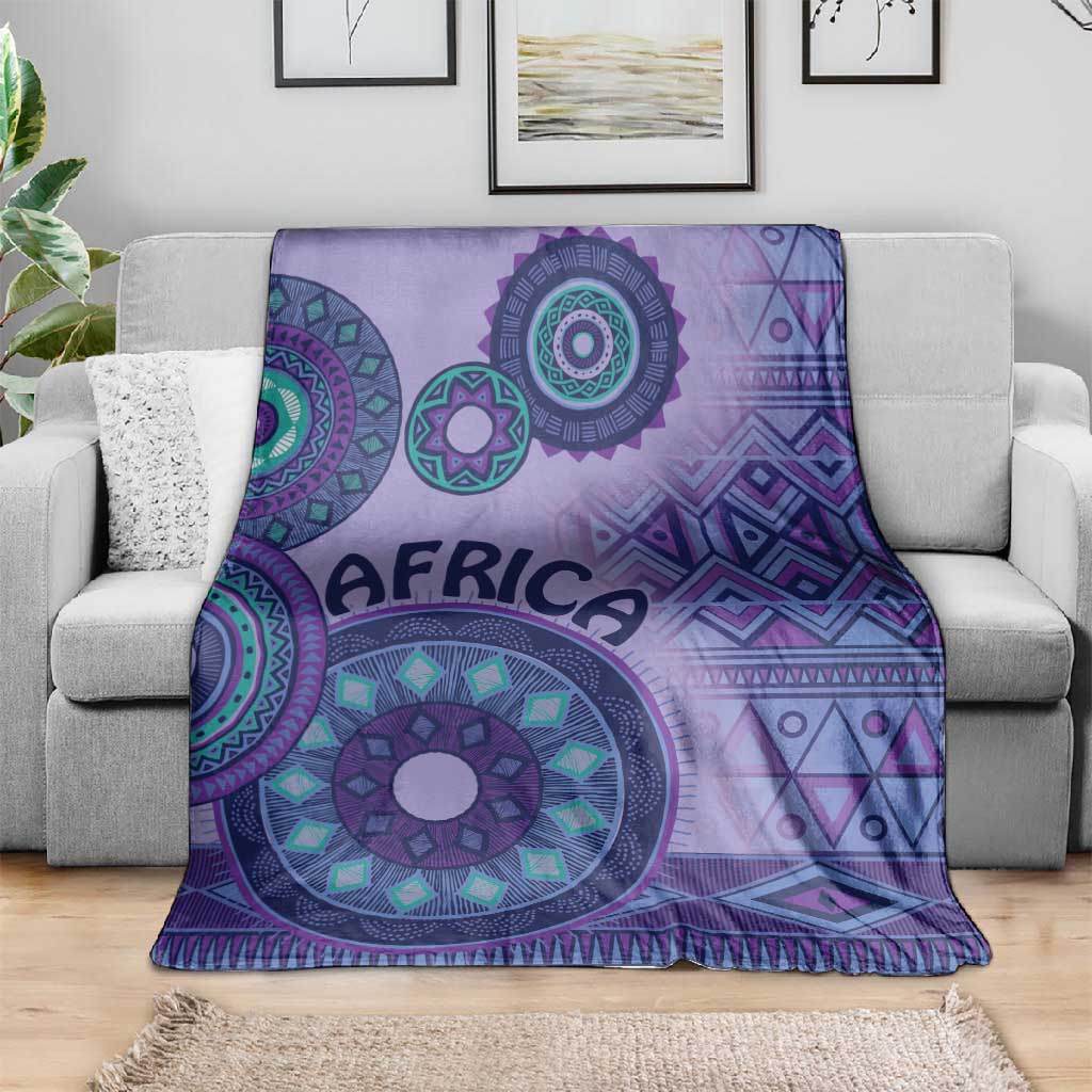 Afro Tribal Traditional Pattern Blanket Purple Motif