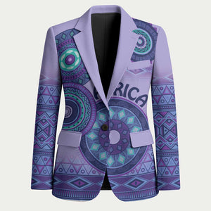 Africa Tribal Traditional Pattern Blazer Purple Motif