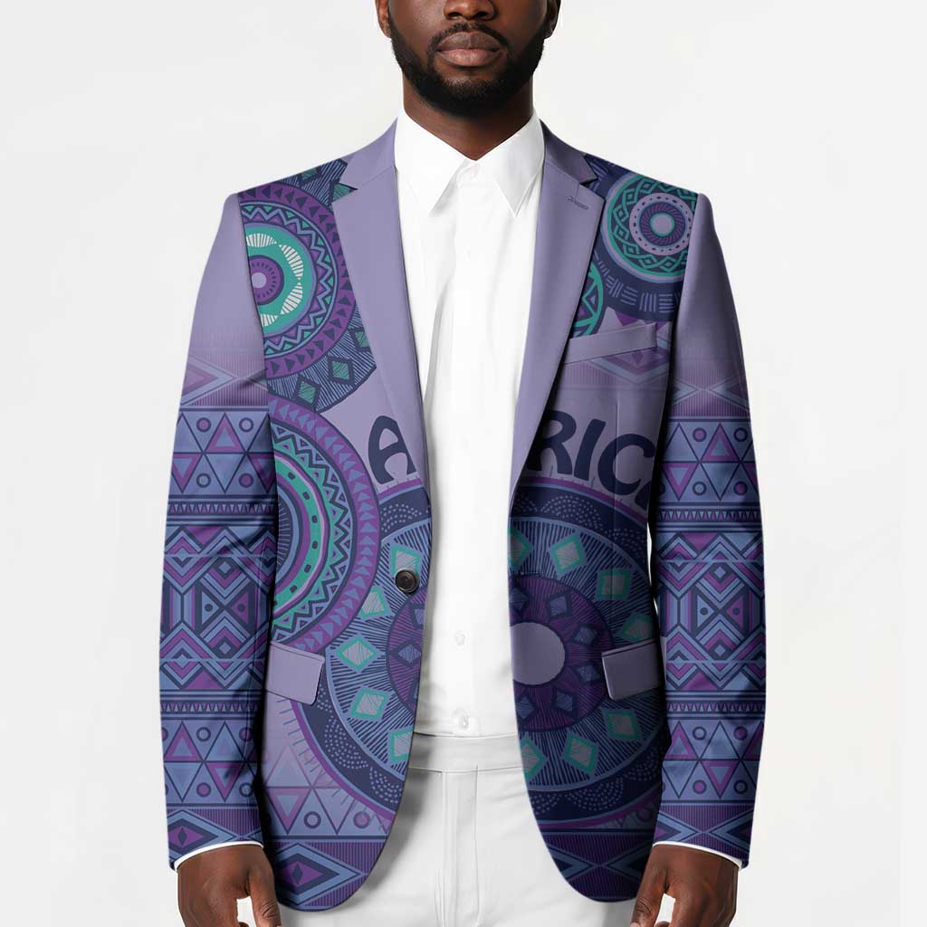 Africa Tribal Traditional Pattern Blazer Purple Motif