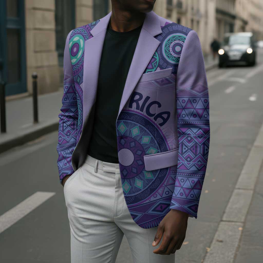 Africa Tribal Traditional Pattern Blazer Purple Motif