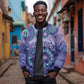 Afro Tribal Traditional Pattern Bomber Jacket Purple Motif