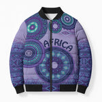Africa Tribal Traditional Pattern Bomber Puffer Jacket Purple Motif