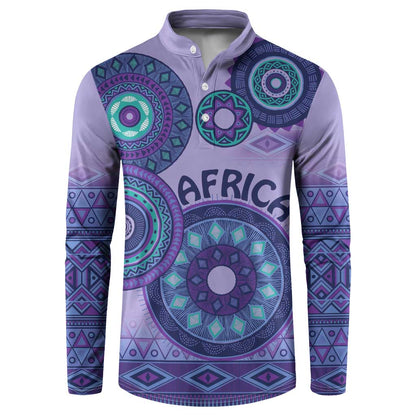 Africa Tribal Traditional Pattern Button Sweatshirt Purple Motif