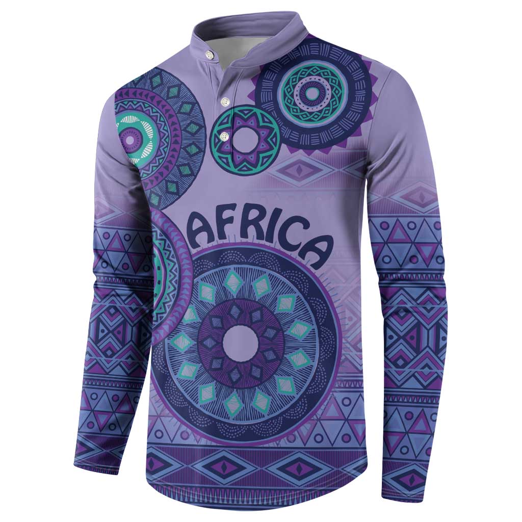 Africa Tribal Traditional Pattern Button Sweatshirt Purple Motif