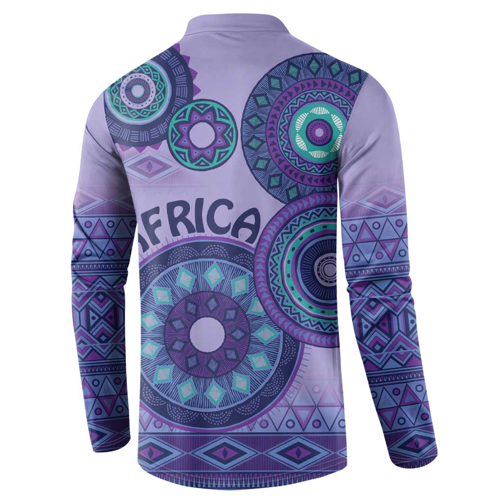 Africa Tribal Traditional Pattern Button Sweatshirt Purple Motif
