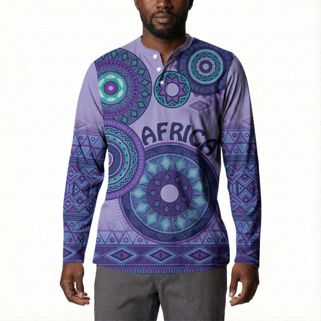 Africa Tribal Traditional Pattern Button Sweatshirt Purple Motif