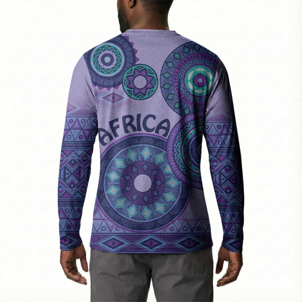 Africa Tribal Traditional Pattern Button Sweatshirt Purple Motif