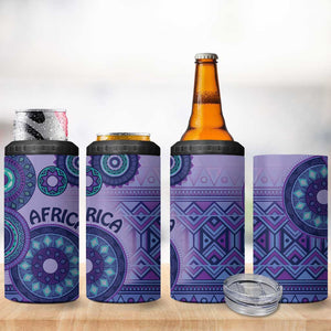 Afro Tribal Traditional Pattern 4 in 1 Can Cooler Tumbler Purple Motif