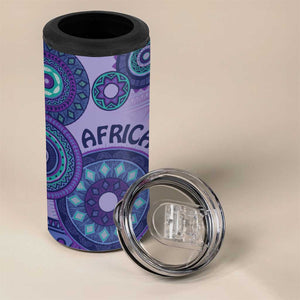 Afro Tribal Traditional Pattern 4 in 1 Can Cooler Tumbler Purple Motif