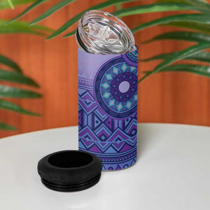 Afro Tribal Traditional Pattern 4 in 1 Can Cooler Tumbler Purple Motif