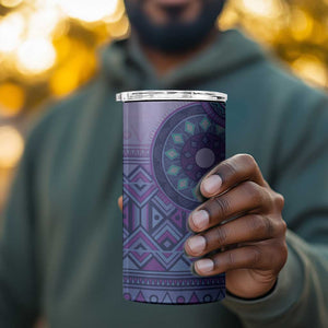 Afro Tribal Traditional Pattern 4 in 1 Can Cooler Tumbler Purple Motif