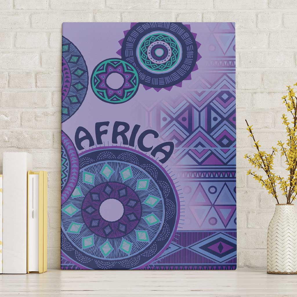 Afro Tribal Traditional Pattern Canvas Wall Art Purple Motif