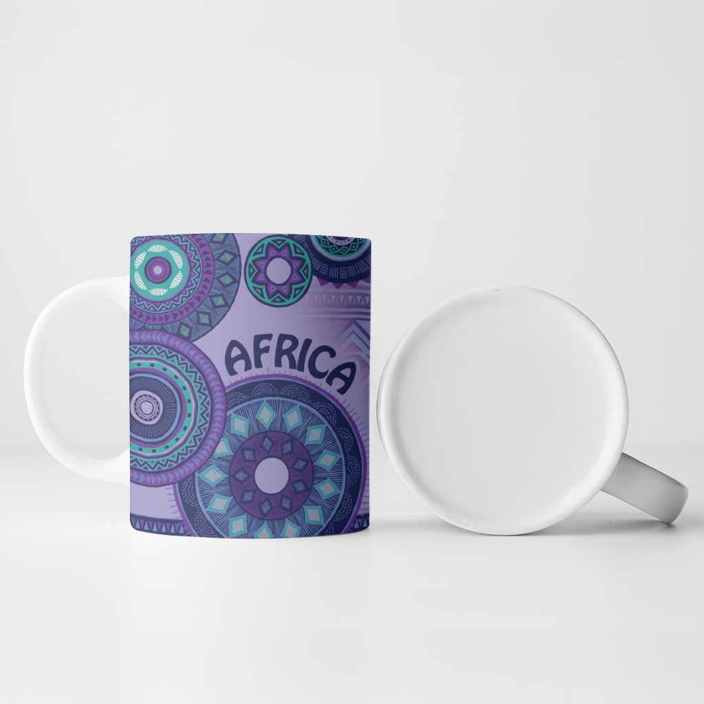 Africa Tribal Traditional Pattern Ceramic Mug Purple Motif