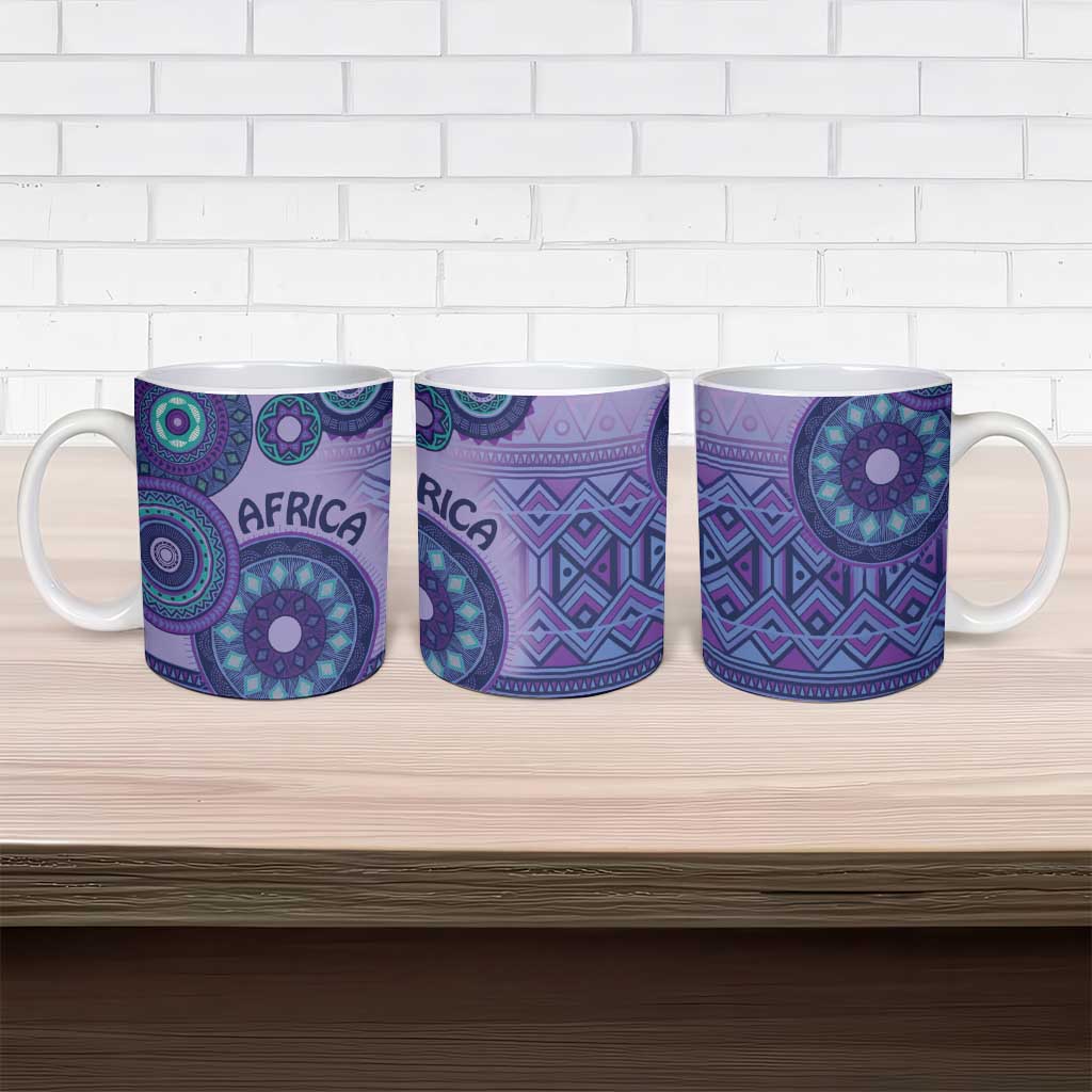 Africa Tribal Traditional Pattern Ceramic Mug Purple Motif