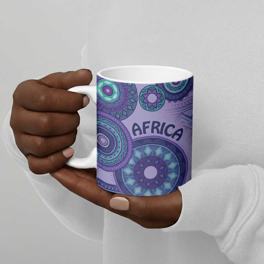 Africa Tribal Traditional Pattern Ceramic Mug Purple Motif