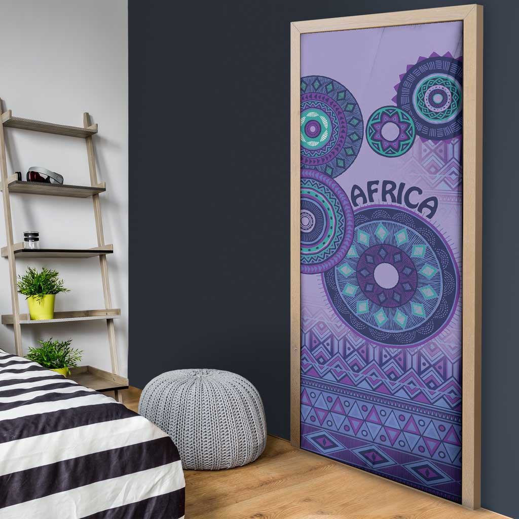 Africa Tribal Traditional Pattern Door Cover Purple Motif