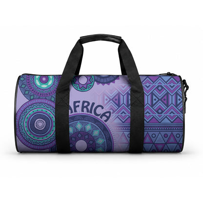 Africa Tribal Traditional Pattern Duffle Bag Purple Motif