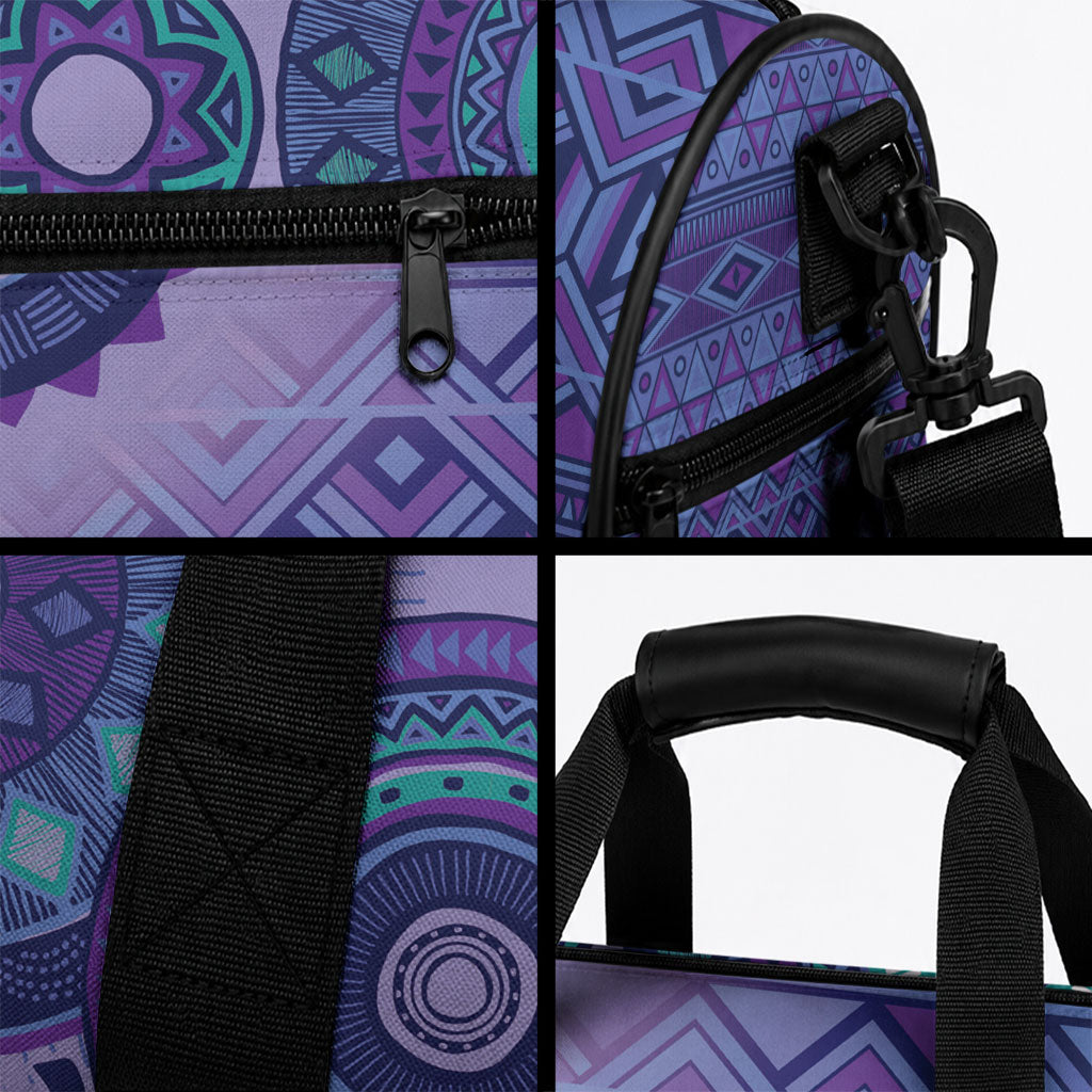 Africa Tribal Traditional Pattern Duffle Bag Purple Motif