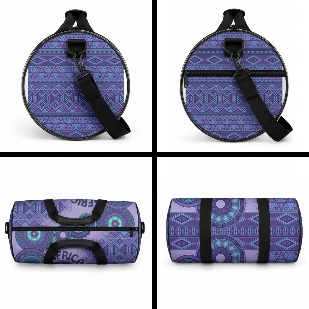 Africa Tribal Traditional Pattern Duffle Bag Purple Motif