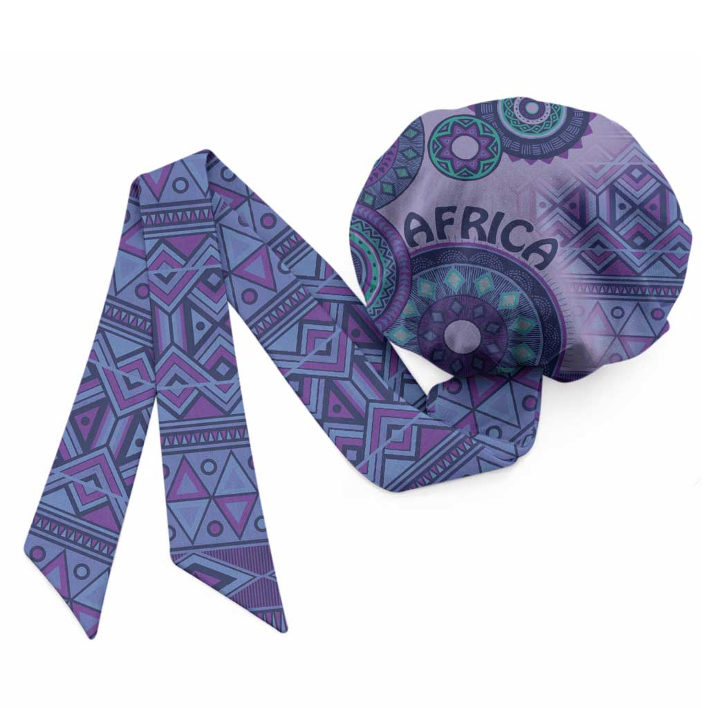 Africa Tribal Traditional Pattern Easy Headwrap Purple Motif