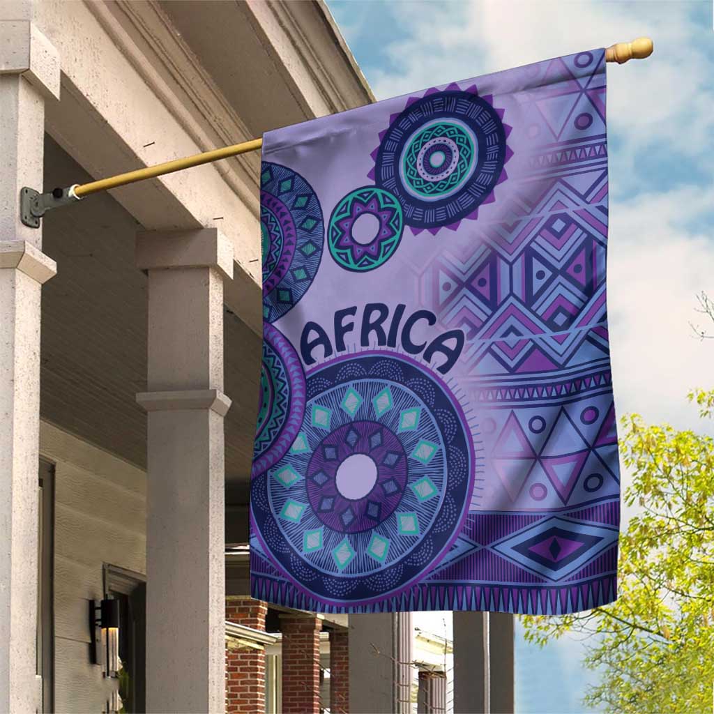 Afro Tribal Traditional Pattern Garden Flag Purple Motif